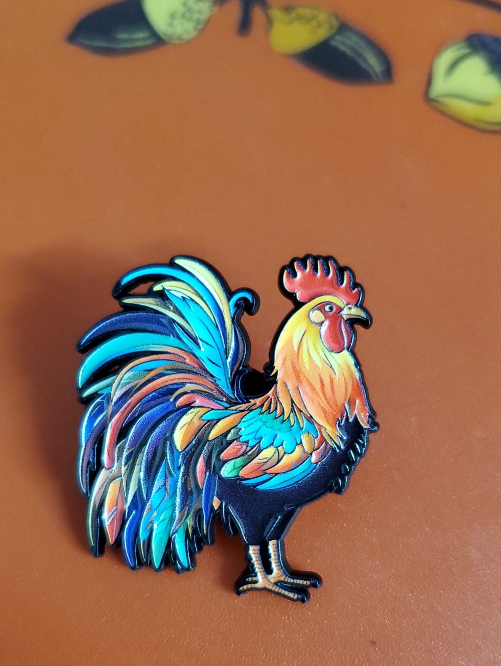 Colorful Rooster Enamel Pin - Vibrant Multicolor Poultry Accessory